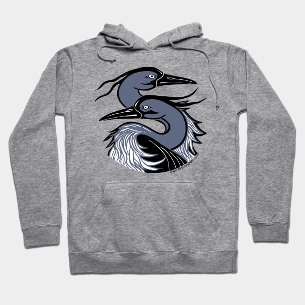 Great Blue Herons- black line Hoodie by R Honey Pots